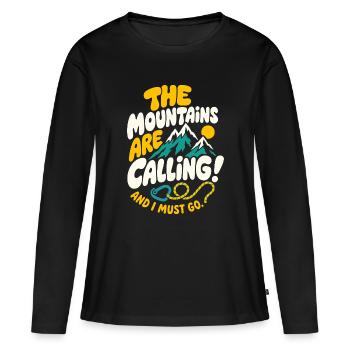 Les montagnes appellent la fraternité - T-shirt manches longues Premium bio Femme - noir - Devant - Julia (174cm)