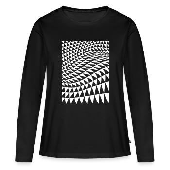 Déformation du triangle optique - T-shirt manches longues Premium bio Femme - noir - Devant - Julia (174cm)