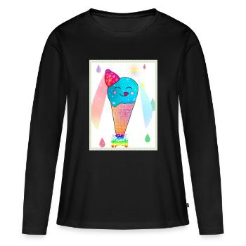 Kunterbunte Kawaii-Eiscreme - Women's Premium Organic Long Sleeve Shirt - black - Front - Julia (174cm)