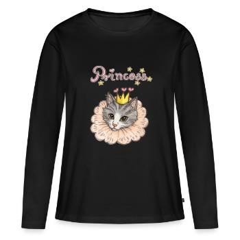 Illustration de la couronne de la princesse chat - T-shirt manches longues Premium bio Femme - noir - Devant - Julia (174cm)