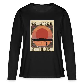 Sonnenuntergangs-Reset-Moment - Frauen Premium Bio Langarmshirt - Schwarz - Vorne - Julia (174cm)
