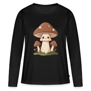 Mushrooms Kawaii Mushroom Picker Gift - Women's Premium Organic Long Sleeve Shirt - black - Front - Julia (174cm)