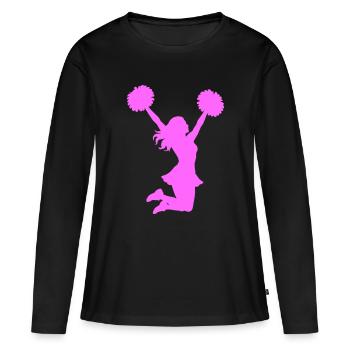 Silhouette de pom-pom girl rose - T-shirt manches longues Premium bio Femme - noir - Devant - Julia (174cm)