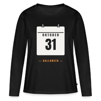 31 octobre Calendrier Date d’Halloween Horreur Effrayante - T-shirt manches longues Premium bio Femme - noir - Devant - Julia (174cm)
