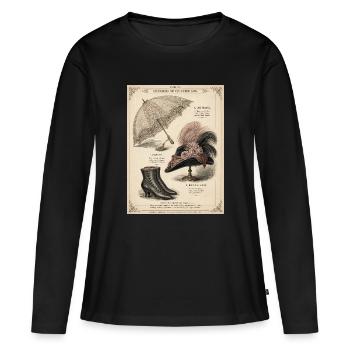 Parasol victorien et accessoires vintage - T-shirt manches longues Premium bio Femme - noir - Devant - Julia (174cm)