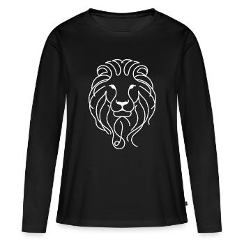 Une ligne de la tête de lion – Motif mignon du lion - T-shirt manches longues Premium bio Femme - noir - Devant - Julia (174cm)