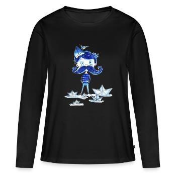 Monsieur Bleu - T-shirt manches longues Premium bio Femme - noir - Devant - Julia (174cm)