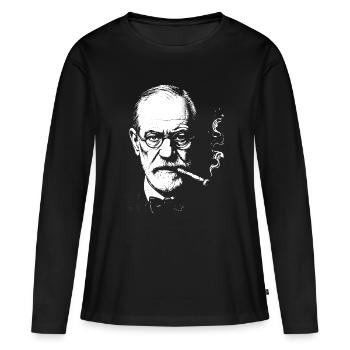 Sigmund Freud fumant un cigare - T-shirt manches longues Premium bio Femme - noir - Devant - Julia (174cm)