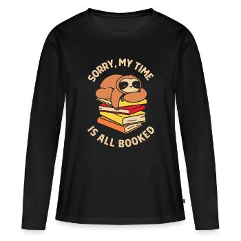 Désolé, mon temps est complet - T-shirt manches longues Premium bio Femme - noir - Devant - Julia (174cm)