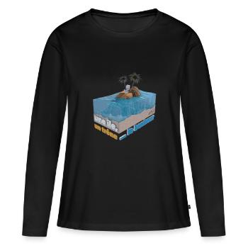 Une île, un trône ... le bonheur ! - T-shirt manches longues Premium bio Femme - noir - Devant - Julia (174cm)