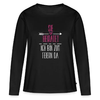 Marier Célébrez la poule - T-shirt manches longues Premium bio Femme - noir - Devant - Julia (174cm)