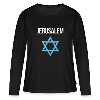 Jérusalem Israël Etoile de David - T-shirt manches longues Premium bio Femme - noir - Devant - Julia (174cm)