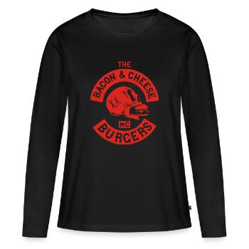 MC BURGER ROT - Frauen Premium Bio Langarmshirt - Schwarz - Vorne - Julia (174cm)