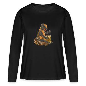 Uromastyx Eating Lentils Can Funny Dabb Lizard - Women's Premium Organic Long Sleeve Shirt - black - Front - Julia (174cm)