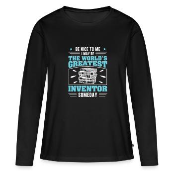 Sois gentil avec moi, je pourrais être un drôle - T-shirt manches longues Premium bio Femme - noir - Devant - Julia (174cm)