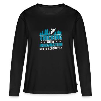 Tromper l’imagination rencontre l’acrobatie - T-shirt manches longues Premium bio Femme - noir - Devant - Julia (174cm)