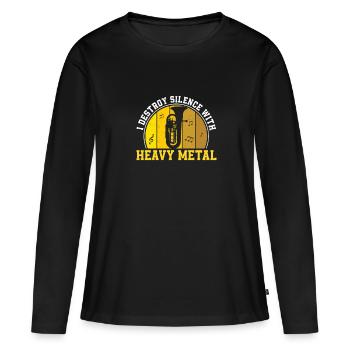 Euphonium Destroy Silence mit einem - Frauen Premium Bio Langarmshirt - Schwarz - Vorne - Julia (174cm)