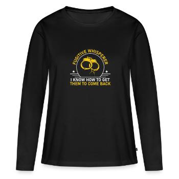 Agent de sécurité Chuchoteur, Chuchoter, - T-shirt manches longues Premium bio Femme - noir - Devant - Julia (174cm)