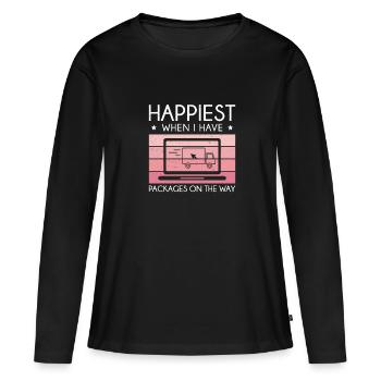 Cool online shopper who is the happiest, - Women's Premium Organic Long Sleeve Shirt - black - Front - Julia (174cm)