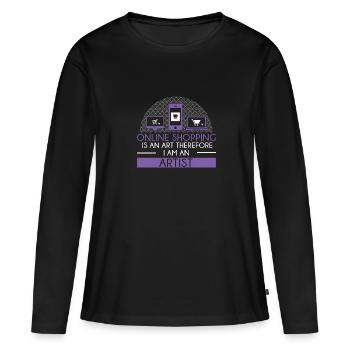 Humorous online shopping is an art, - Women's Premium Organic Long Sleeve Shirt - black - Front - Julia (174cm)
