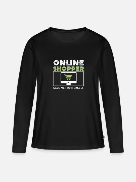 Lustiger Online-Shopper Sparen Sie vor mir selbst - Frauen Premium Bio Langarmshirt - Schwarz