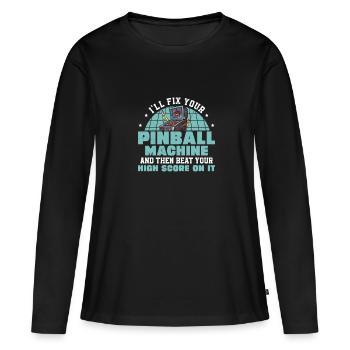 Le flipper bat votre meilleur score Drôle de flipper - T-shirt manches longues Premium bio Femme - noir - Devant - Julia (174cm)