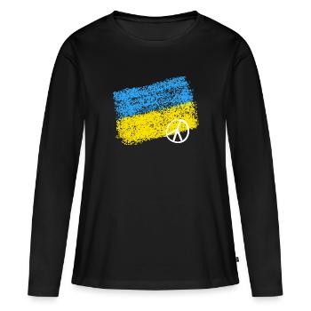Ukraine Flag Peace - Women's Premium Organic Long Sleeve Shirt - black - Front - Julia (174cm)