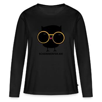 Eule mit Brille (b) - Frauen Premium Bio Langarmshirt - Schwarz - Vorne - Julia (174cm)
