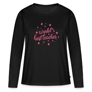 Bester Lehrer Eigenlob Lehramt Studium Referendar - Frauen Premium Bio Langarmshirt - Schwarz - Vorne - Julia (174cm)