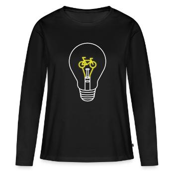 Fahrrad Lampe Glühbirne - Frauen Premium Bio Langarmshirt - Schwarz - Vorne - Julia (174cm)