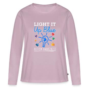 T-shirt Light It Up Mois de sensibilisation à l'autisme bleu - T-shirt manches longues Premium bio Femme - rose poudré - Devant - Julia (174cm)