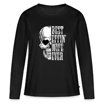 Meilleure femme effin 'jamais Skull Lady - T-shirt manches longues Premium bio Femme - noir - Devant - Julia (174cm)