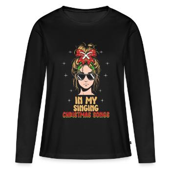 Noël de Weihnachten à l’époque des chansons de Noël chantantes - T-shirt manches longues Premium bio Femme - noir - Devant - Julia (174cm)