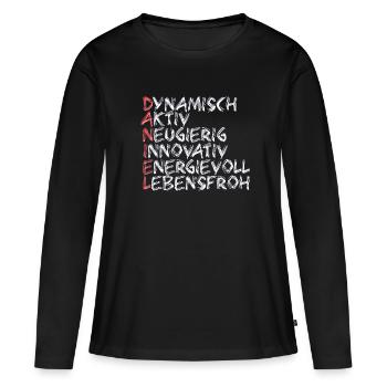 Daniel - Frauen Premium Bio Langarmshirt - Schwarz - Vorne - Julia (174cm)