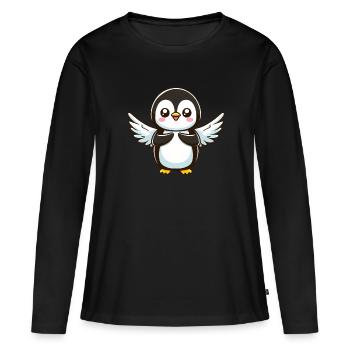 Ailes d’ange pingouin - T-shirt manches longues Premium bio Femme - noir - Devant - Julia (174cm)