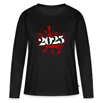 2025 klecks - Frauen Premium Bio Langarmshirt - Schwarz - Vorne - Julia (174cm)