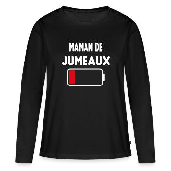 Maman de jumeaux - T-shirt manches longues Premium bio Femme - noir - Devant - Julia (174cm)