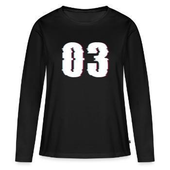 Three 3 Three 03 Number Effect Distorted Number - Women's Premium Organic Long Sleeve Shirt - black - Front - Julia (174cm)