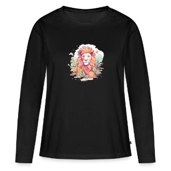 Lion Tête de Lion - T-shirt manches longues Premium bio Femme - noir - Devant - Julia (174cm)
