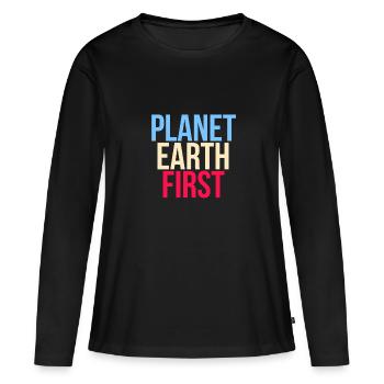 Planet Earth First - Fridays For Future - Women's Premium Organic Long Sleeve Shirt - black - Front - Julia (174cm)