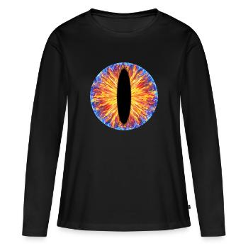 Oeil dragon - Feu et eau - T-shirt manches longues Premium bio Femme - noir - Devant - Julia (174cm)