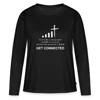 Prêtre catholique | Drôle de cadeau | - T-shirt manches longues Premium bio Femme - noir - Devant - Julia (174cm)