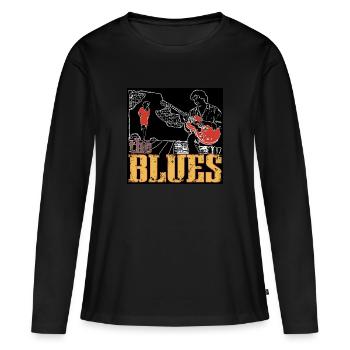 The Blues - Frauen Premium Bio Langarmshirt - Schwarz - Vorne - Julia (174cm)