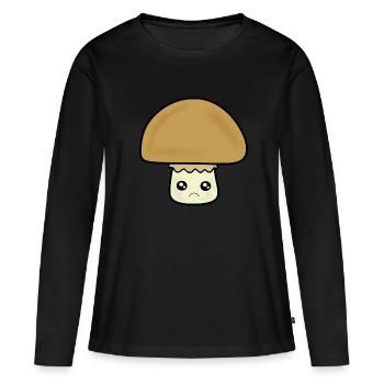 Champignon Kawaii Champignon Légume Kawaii Fruit Kawaii - T-shirt manches longues Premium bio Femme - noir - Devant - Julia (174cm)