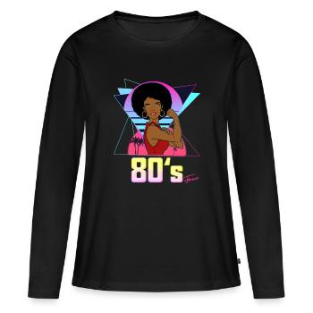 80's forever 1980 Vintage Women Afro Cup - Women's Premium Organic Long Sleeve Shirt - black - Front - Julia (174cm)