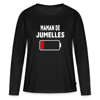 Maman de jumelles - T-shirt manches longues Premium bio Femme - noir - Devant - Julia (174cm)