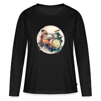 Percussion - T-shirt manches longues Premium bio Femme - noir - Devant - Julia (174cm)