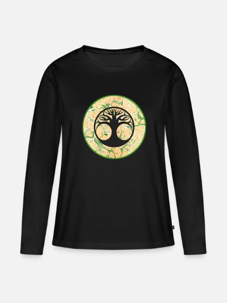 yggdrasil e 1 - Frauen Premium Bio Langarmshirt - Schwarz