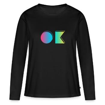 OK - d'accord - style années 80 - T-shirt manches longues Premium bio Femme - noir - Devant - Julia (174cm)
