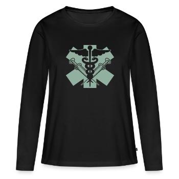Médecin Symbole Médecin Médecin Infirmière - T-shirt manches longues Premium bio Femme - noir - Devant - Julia (174cm)